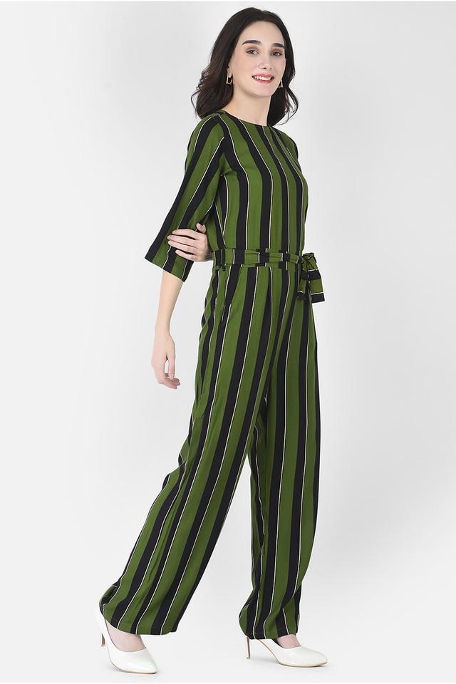 stripes lyocell slim fit womens casual jumpsuit