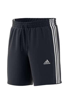 stripes polyester regular fit men's casual shorts - black