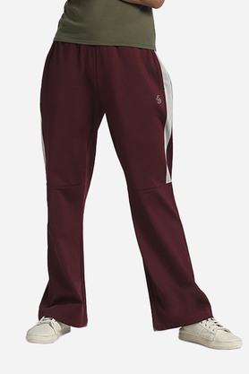 stripes polyester regular fit womens active wear track pants - wine