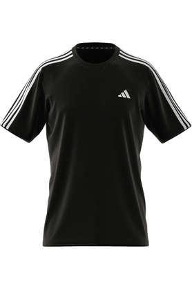 stripes polyester slim fit men's t-shirt - black