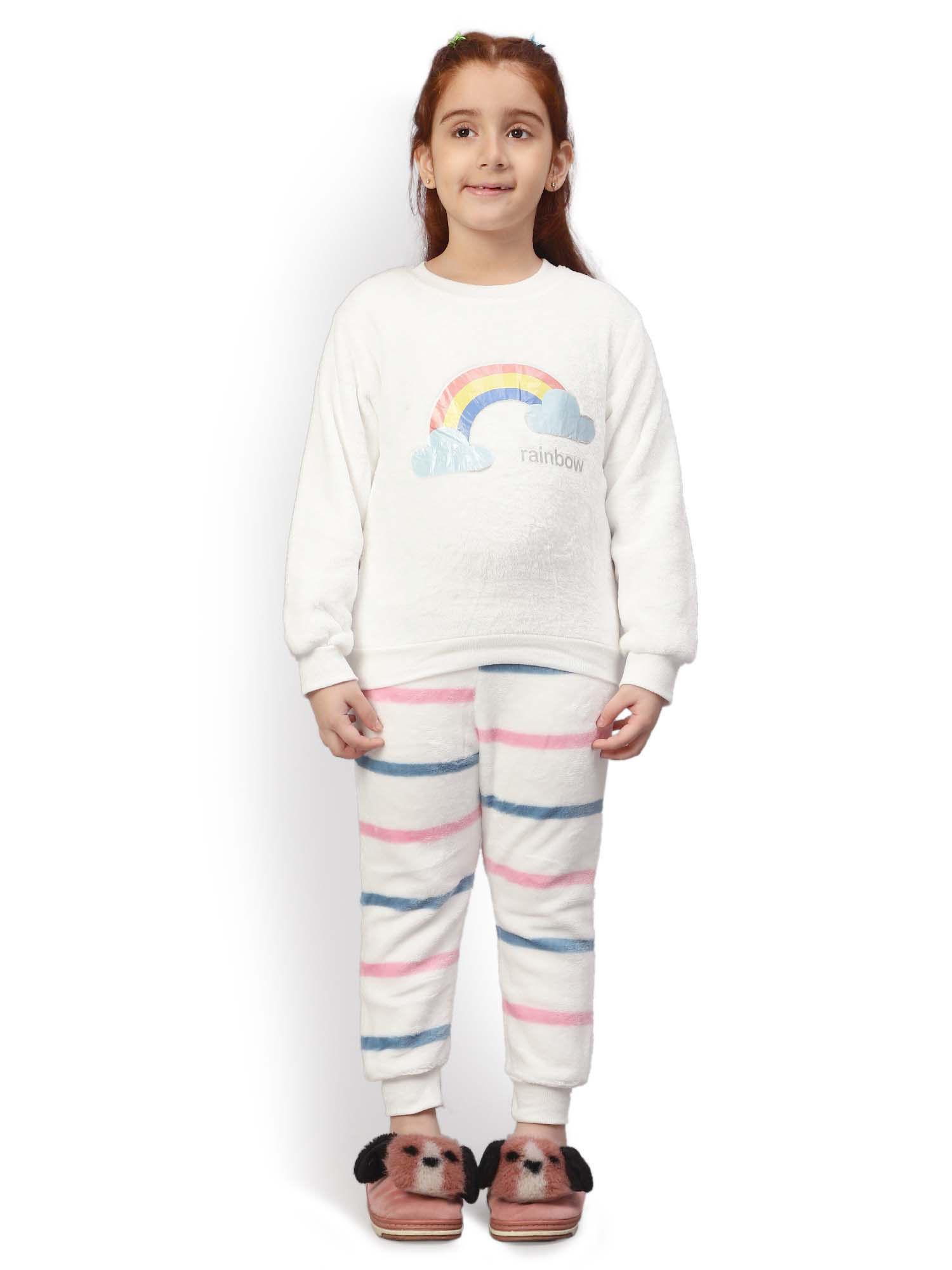 stripes printed t-shirt with joggers for girls (set of 2)