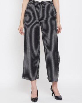 stripes skinny fit flat-front pants