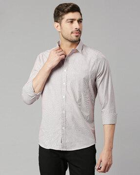 stripes slim fit shirt with patch pocket