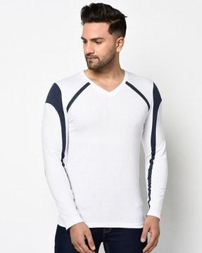 stripes slim fit v-neck t-shirt