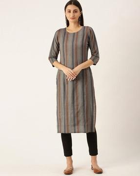 stripes straight calf-length kurta