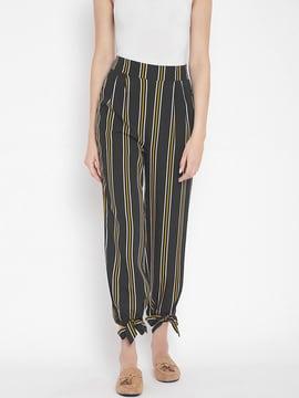 stripes straight fit trousers