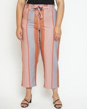 stripes straight fit trousers