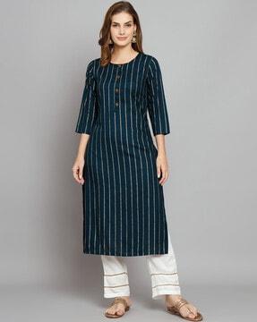 stripes straight kurta set