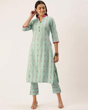 stripes straight kurta set