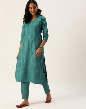 stripes straight kurta set