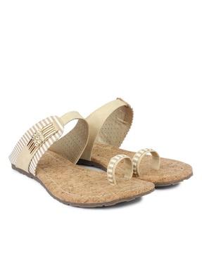 stripes toe-ring sandals