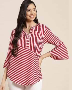 stripes v-neck top