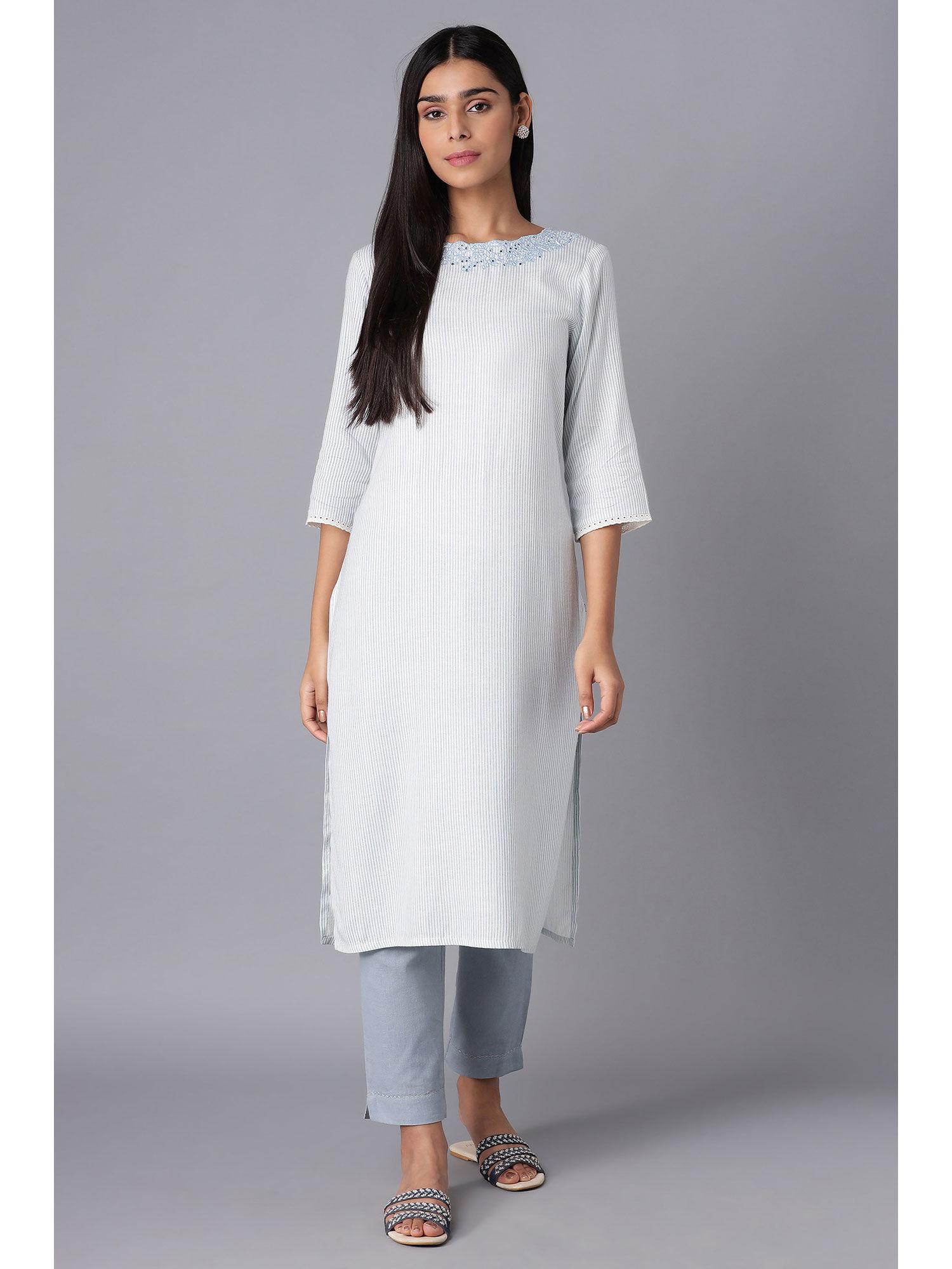 stripes white kurta