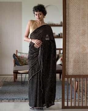 stripped saree with gota patti border