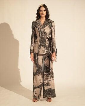 stroke print pant-suit set