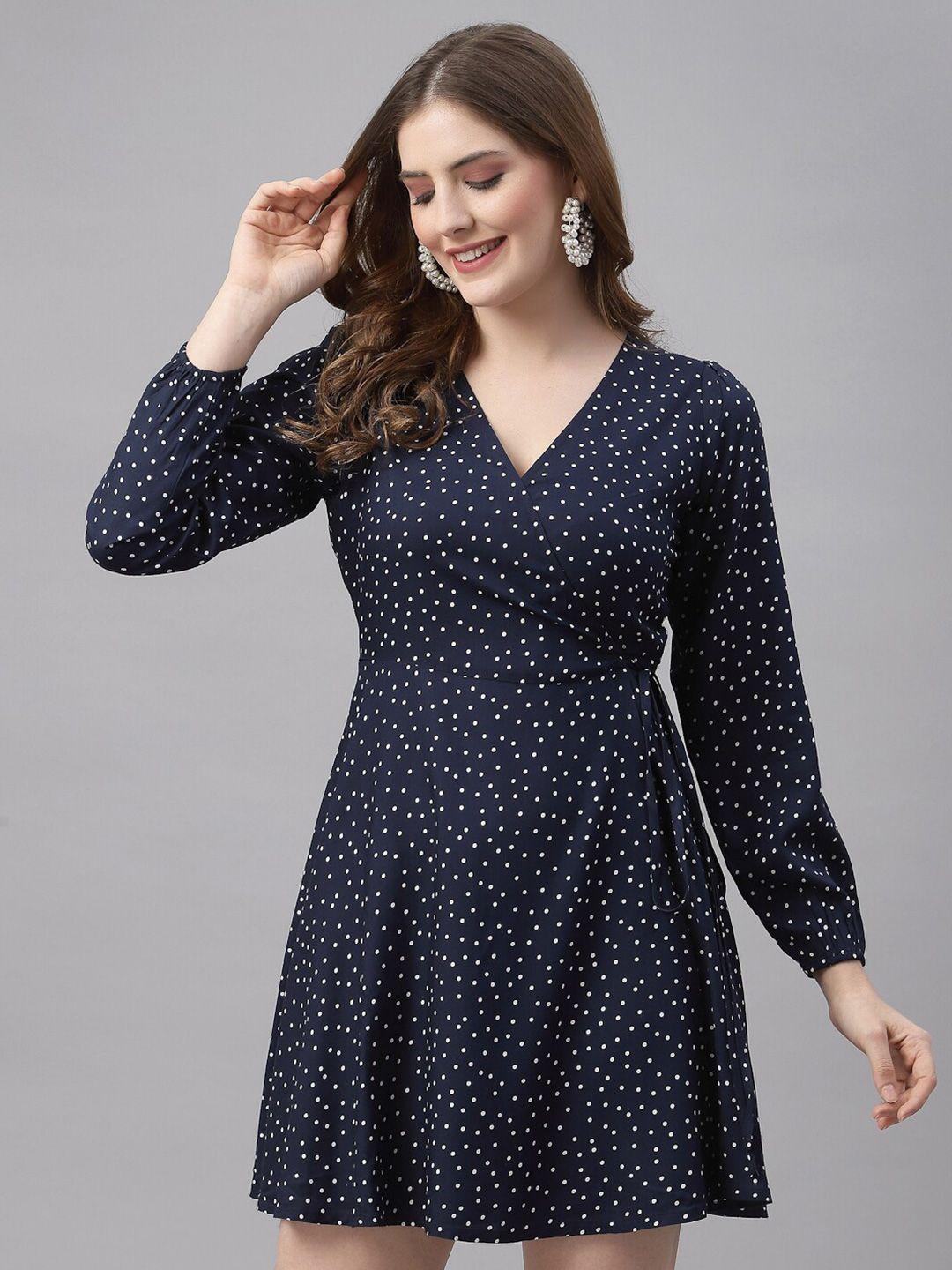 strong and brave navy blue printed odour free a-line dress