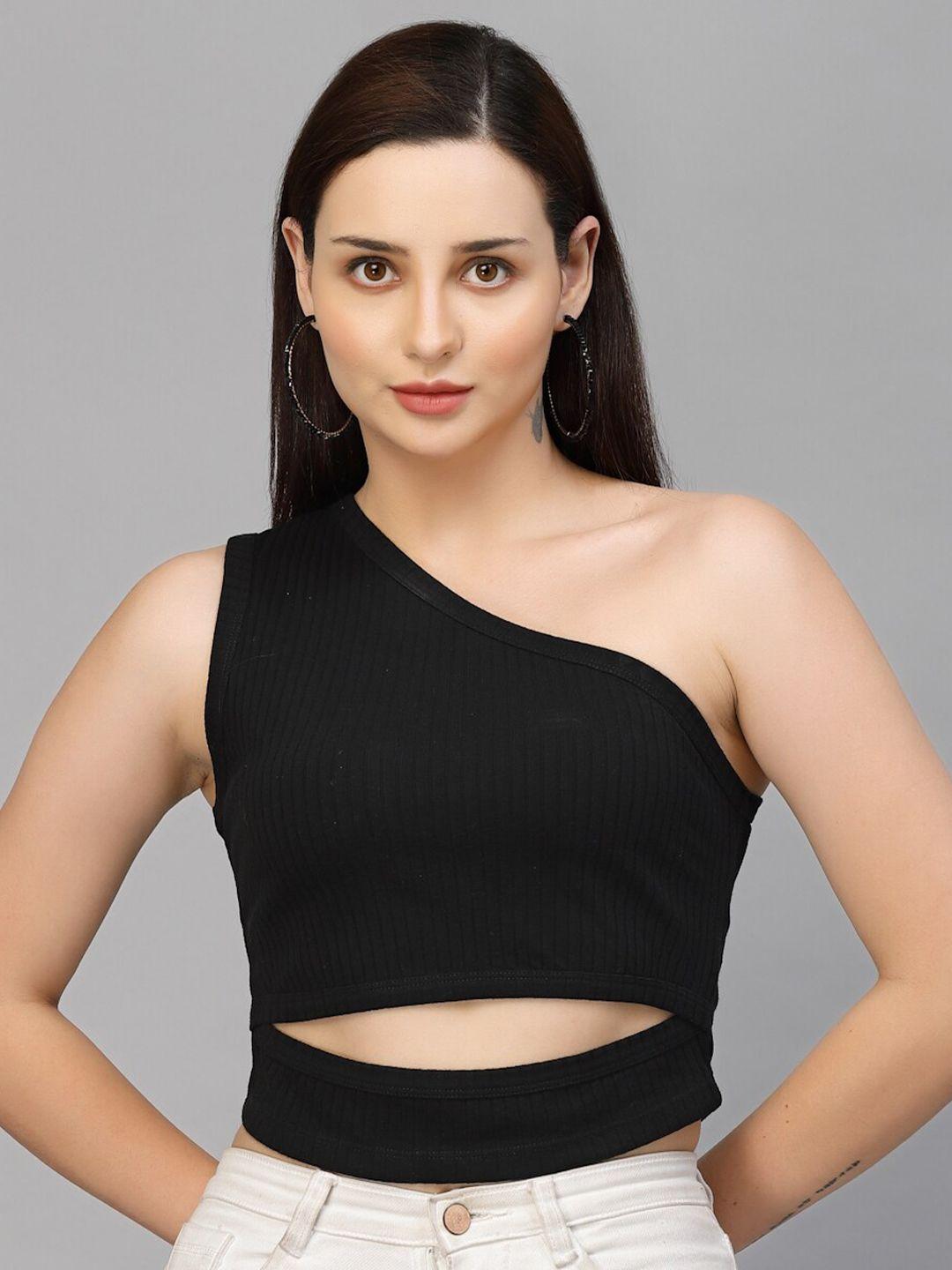 strong and brave odour free cut-out one shoulder cotton top