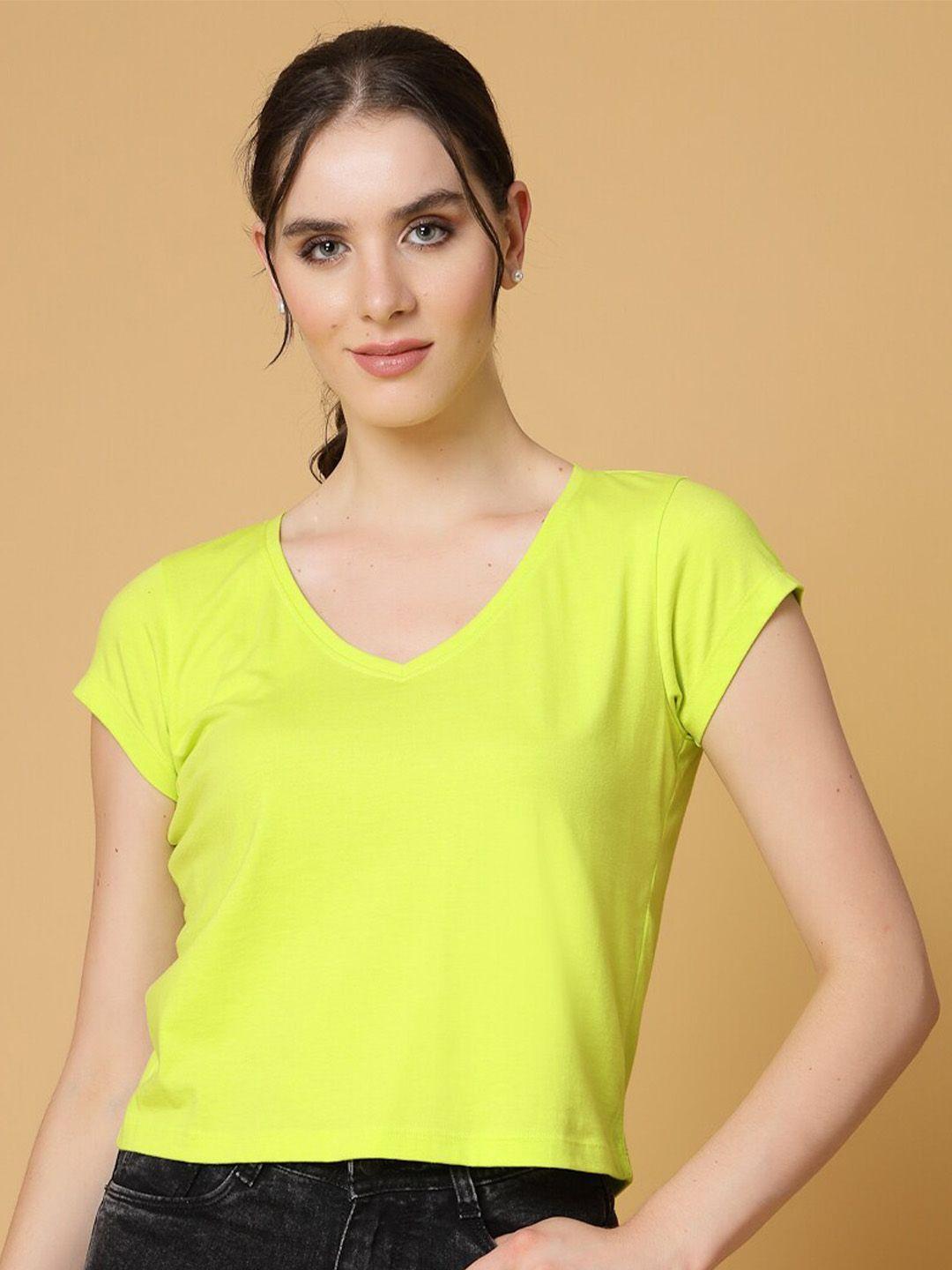 strong and brave odour free v-neck regular sleeves cotton crop t-shirt