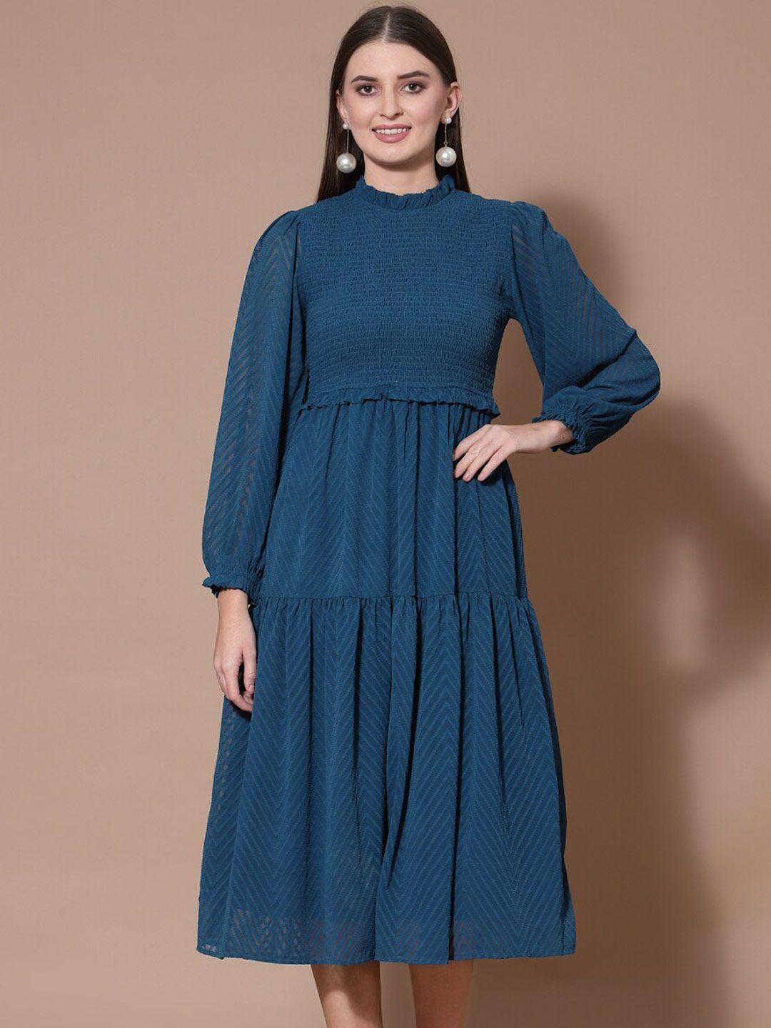 strong and brave teal a-line midi dress