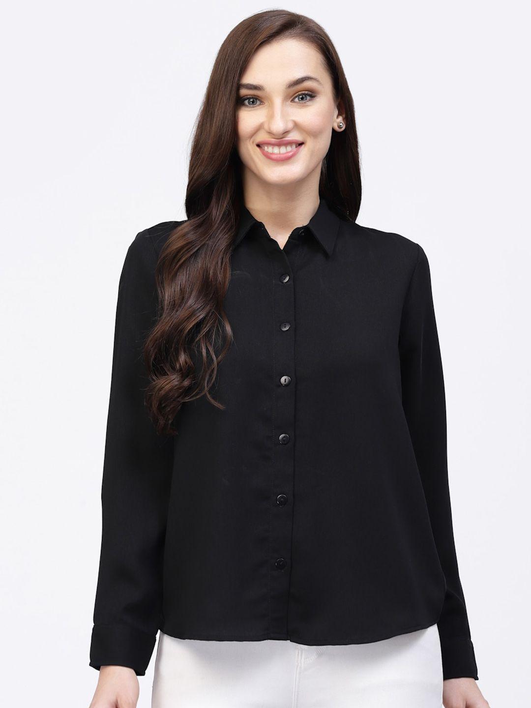 strong and brave women black opaque casual shirt
