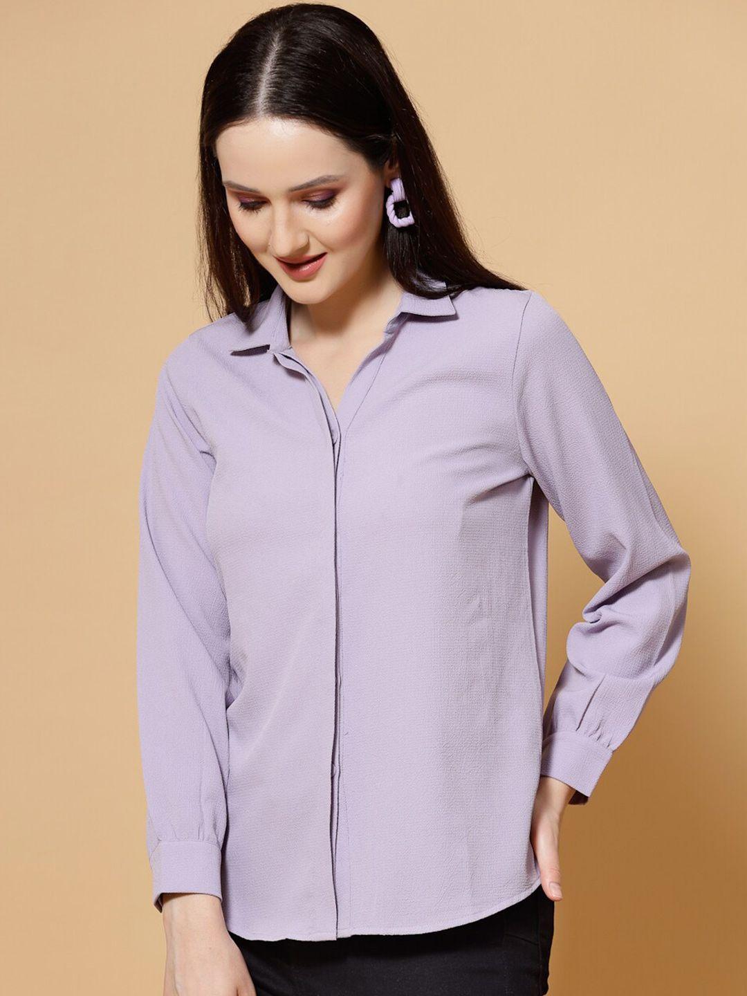 strong and brave women purple opaque casual shirt