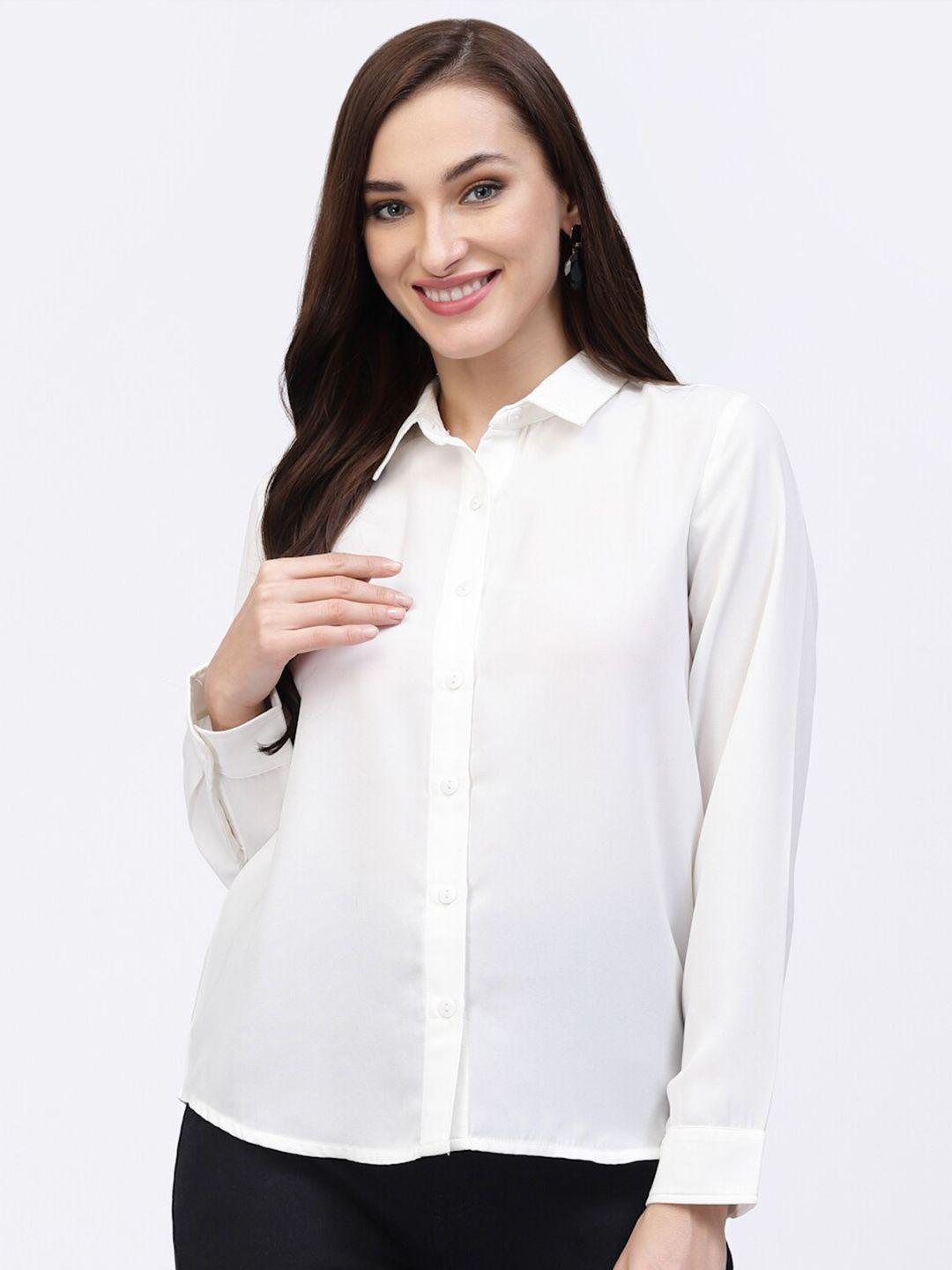 strong and brave women white opaque casual shirt