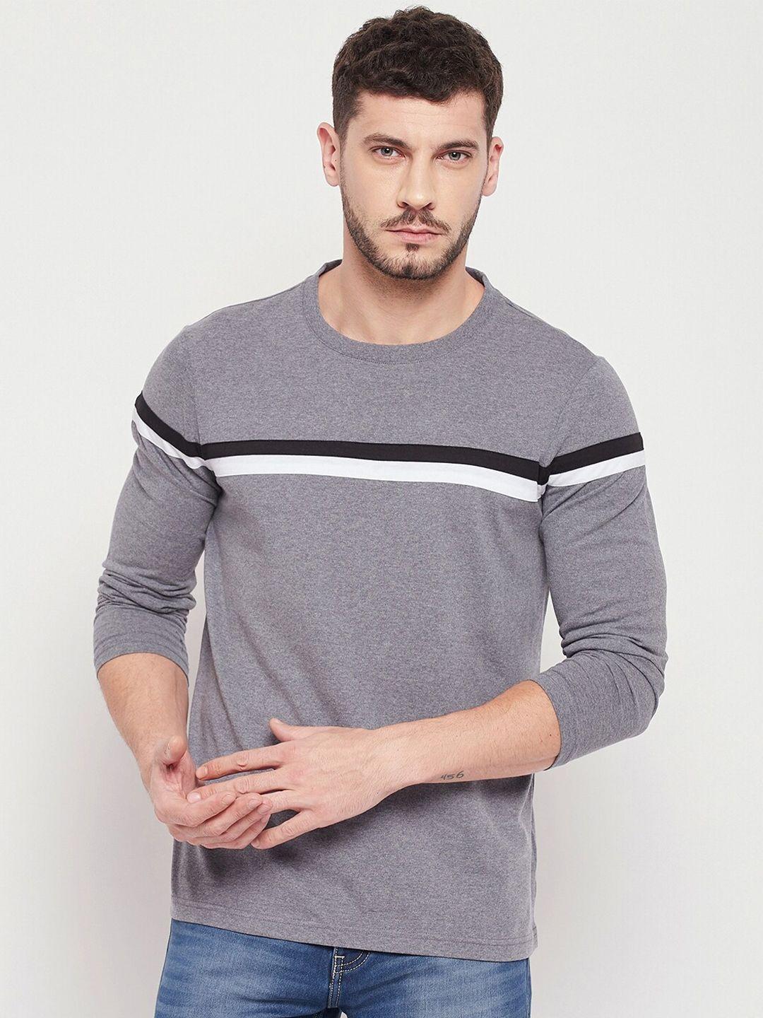 strop men grey cotton striped t-shirt