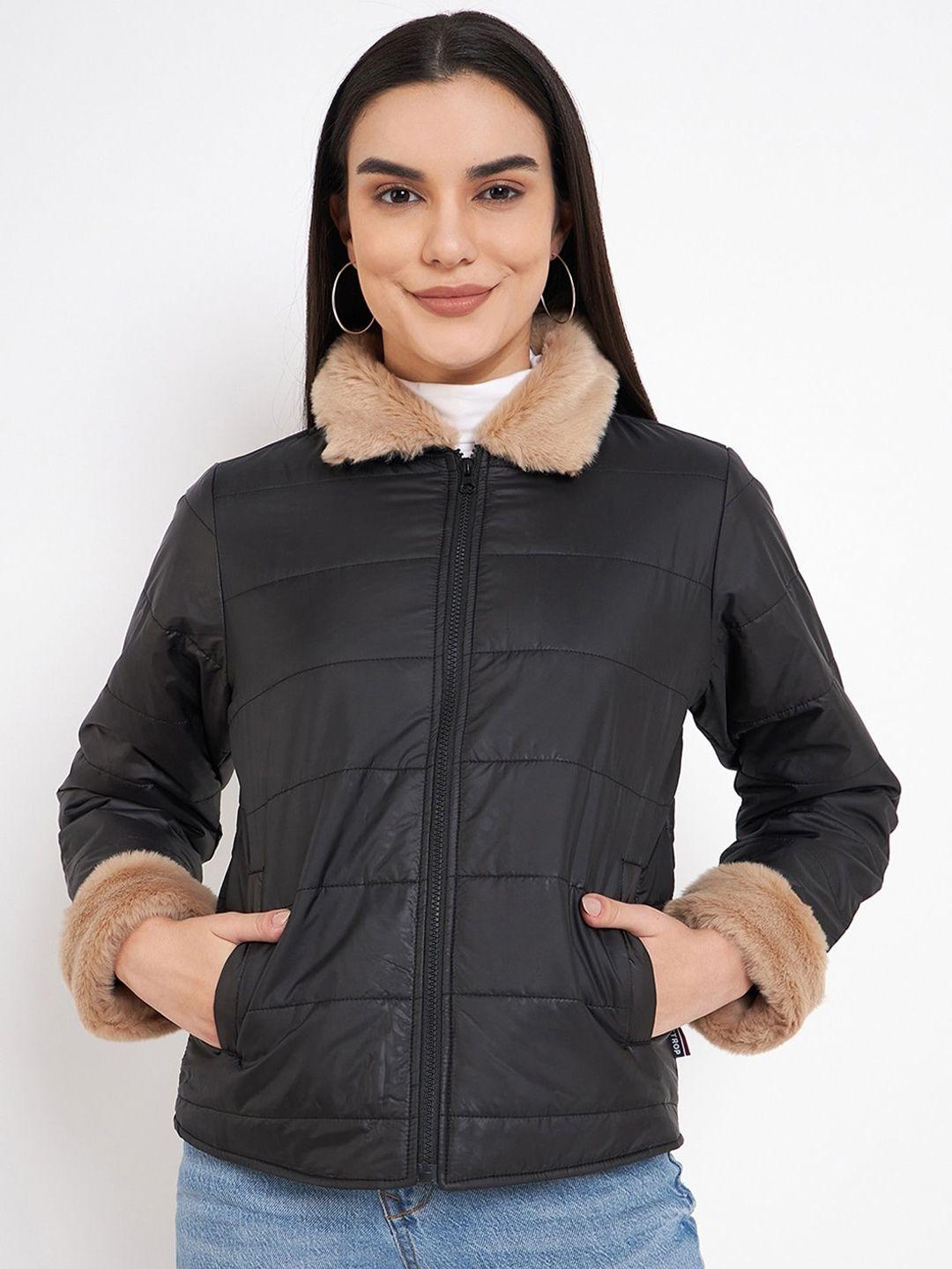 strop women black puffer jacket