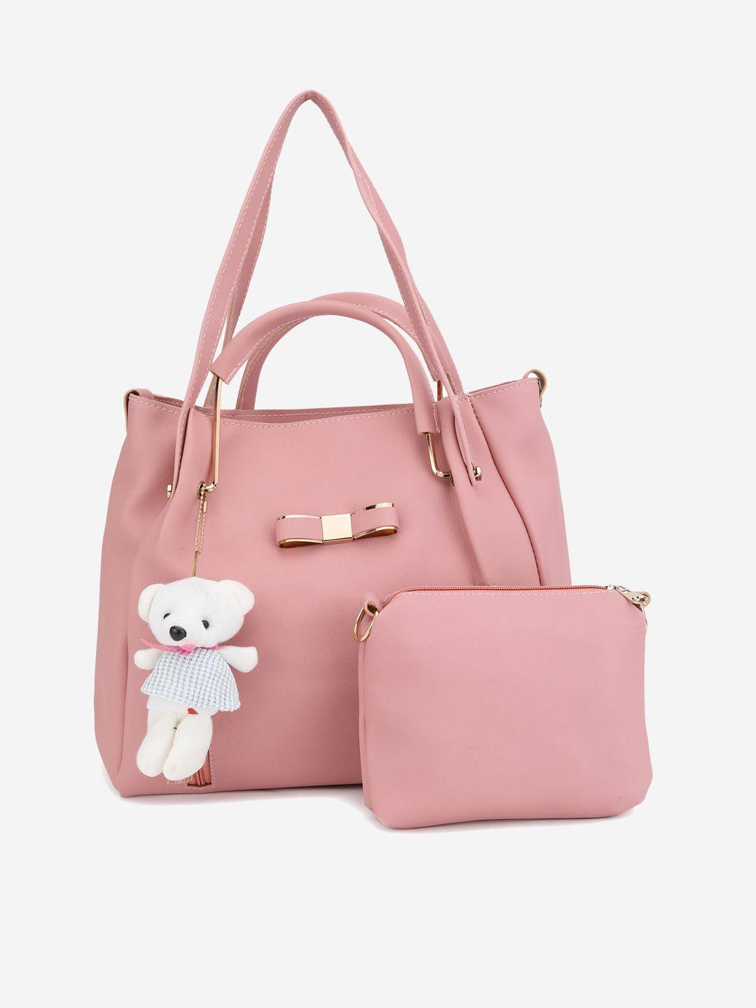 stropcarry pink structured embellished shoulder bag with pouch