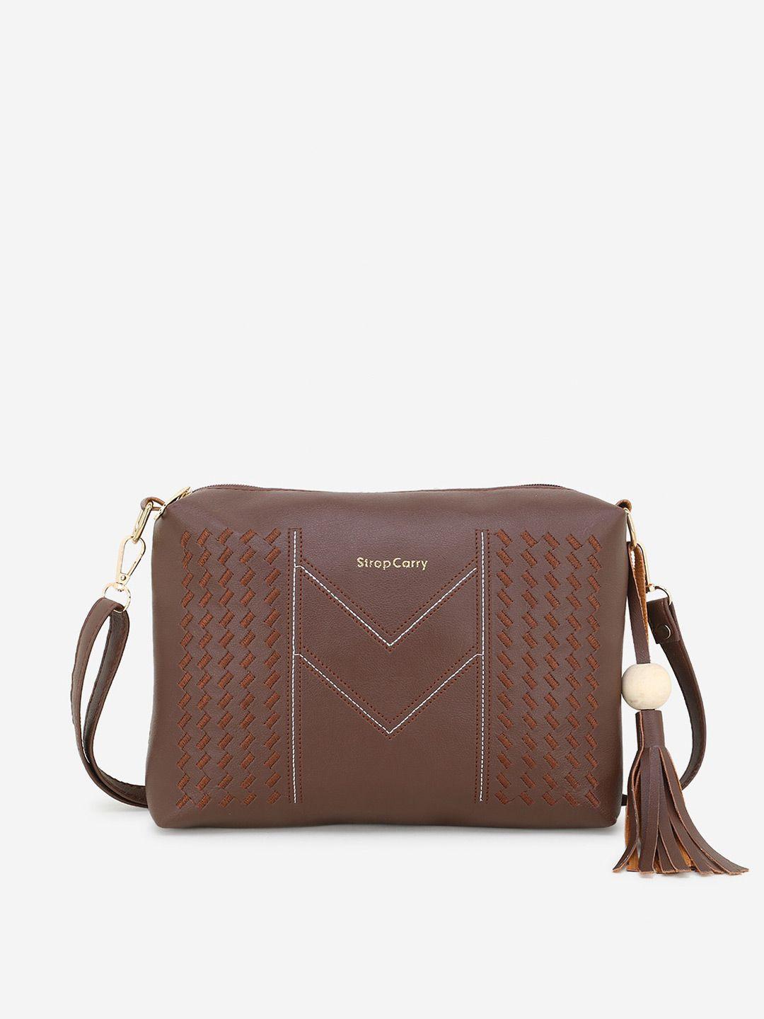 stropcarry brown textured sling bag