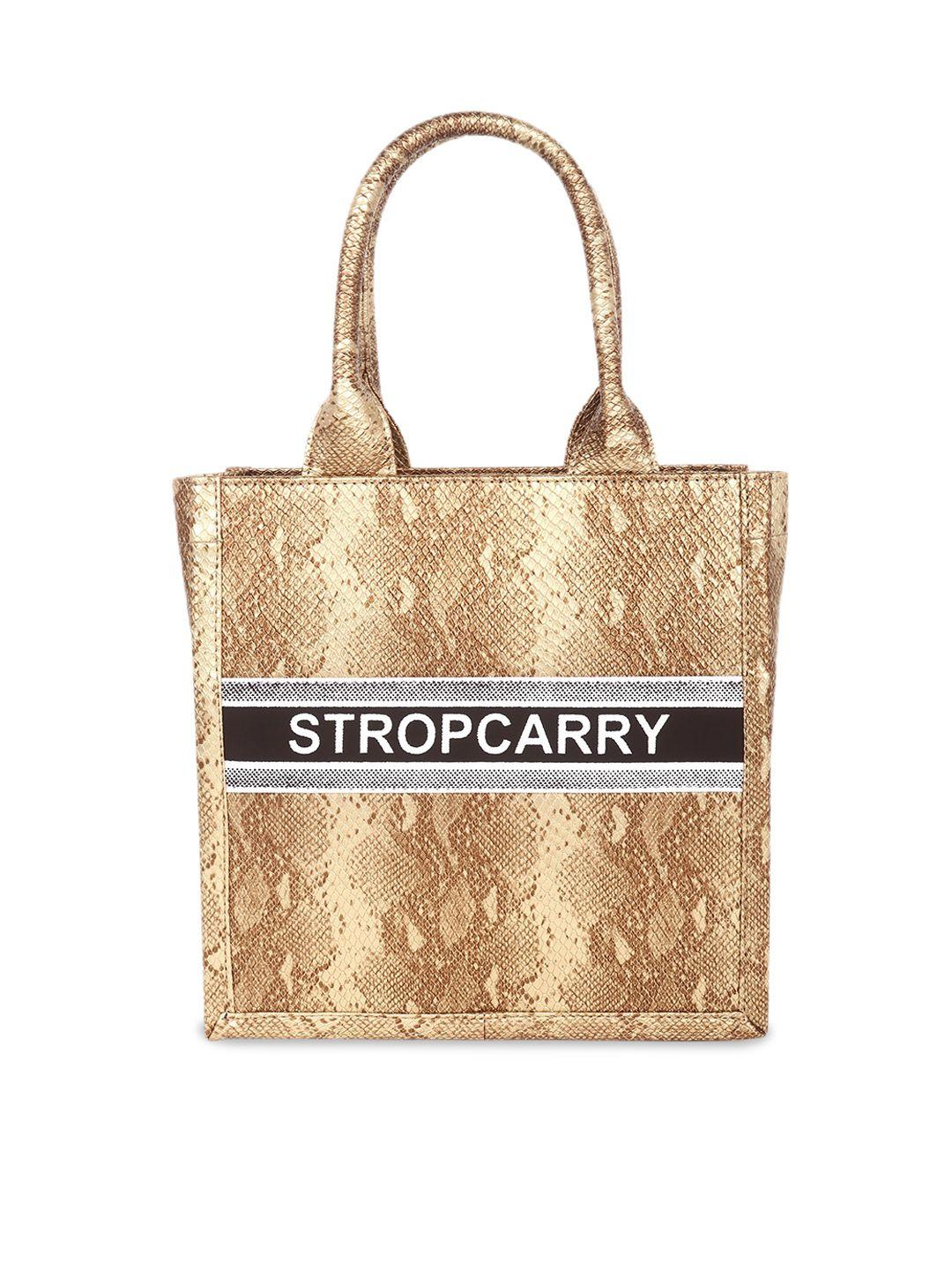 stropcarry gold-toned printed pu structured tote bag