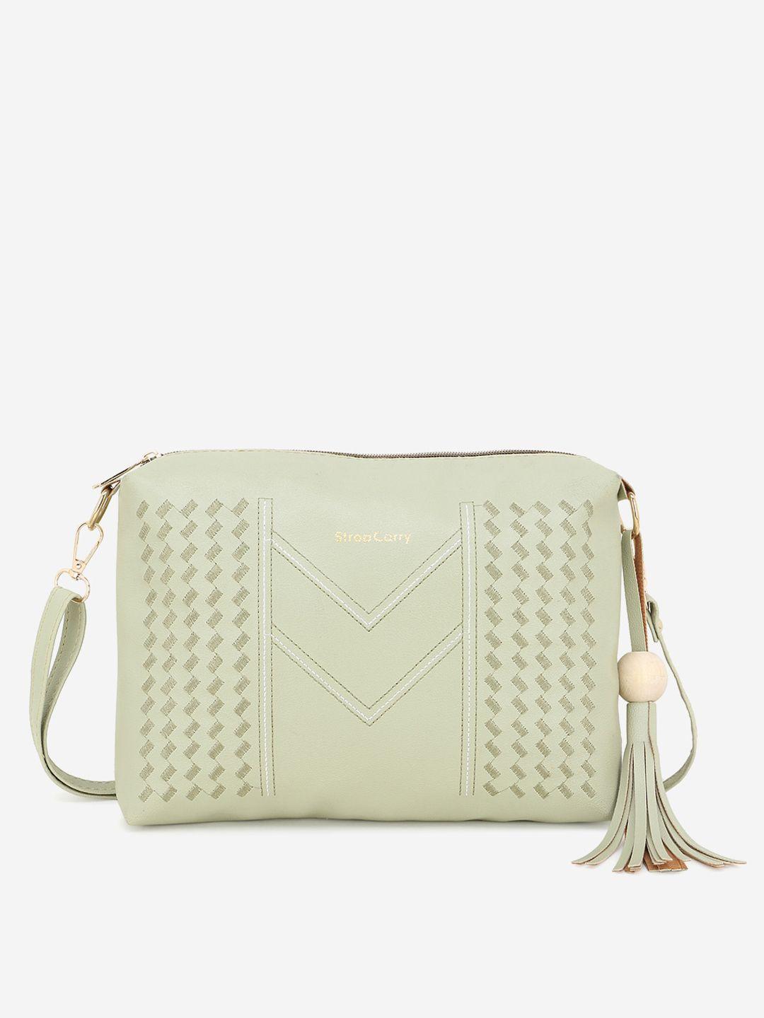 stropcarry green textured sling bag