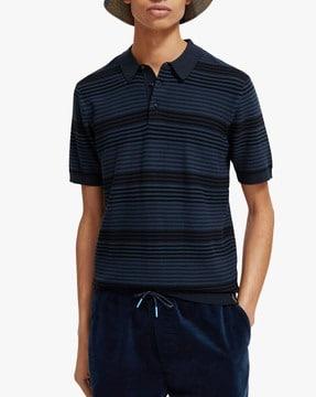 structure knitted polo t-shirt