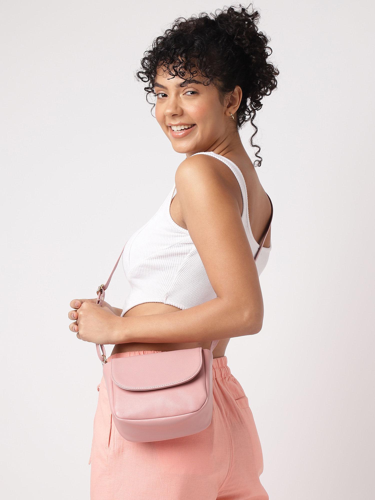 structure powder pink sling bag for women