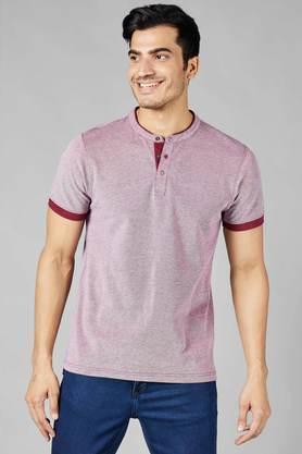 structured cotton regular fit men's t-shirt - plum