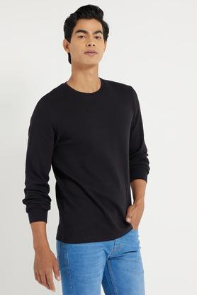 structured cotton regular fit t-shirt - black