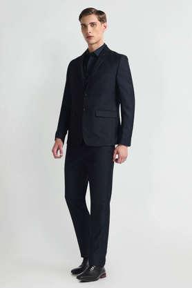 structured rayon regular fit men's casual wear suit - navy