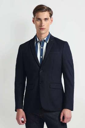 structured rayon super slim fit men's casual wear blazer - navy