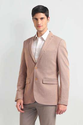 structured rayon super slim fit men's casual wear blazer - orange