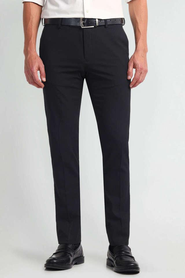 structured blended fabric regular fit mens formal trousers