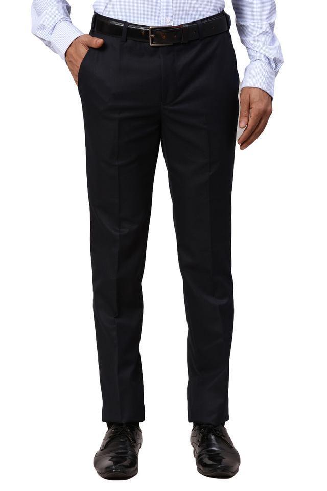 structured blended fabric slim fit mens formal wear trousers