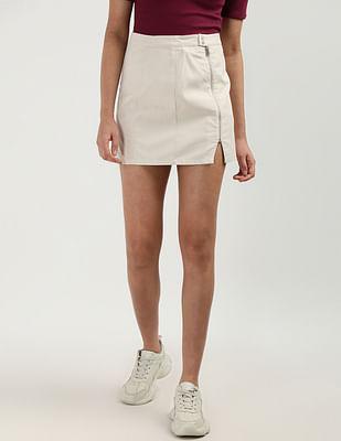 structured cargo mini skirt