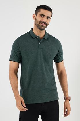 structured cotton blend polo men's t-shirt - grey