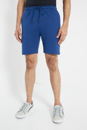 structured cotton blend regular fit men's shorts - air force
