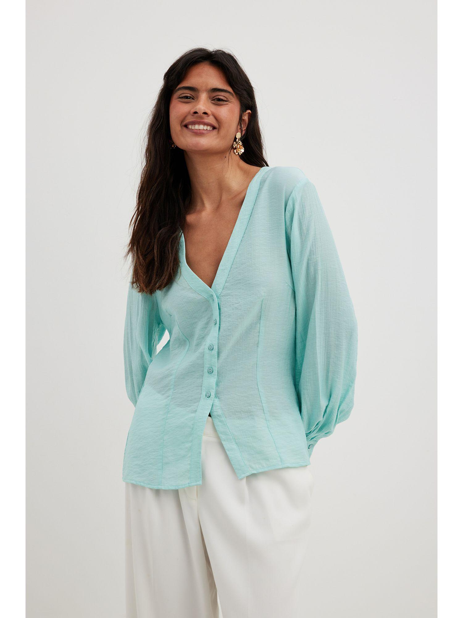 structured fitted shirt light blue