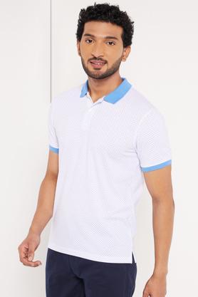 structured poly cotton regular fit men's t-shirt - sky blue