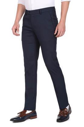 structured polyester blend tailored fit men's work wear trousers - blue