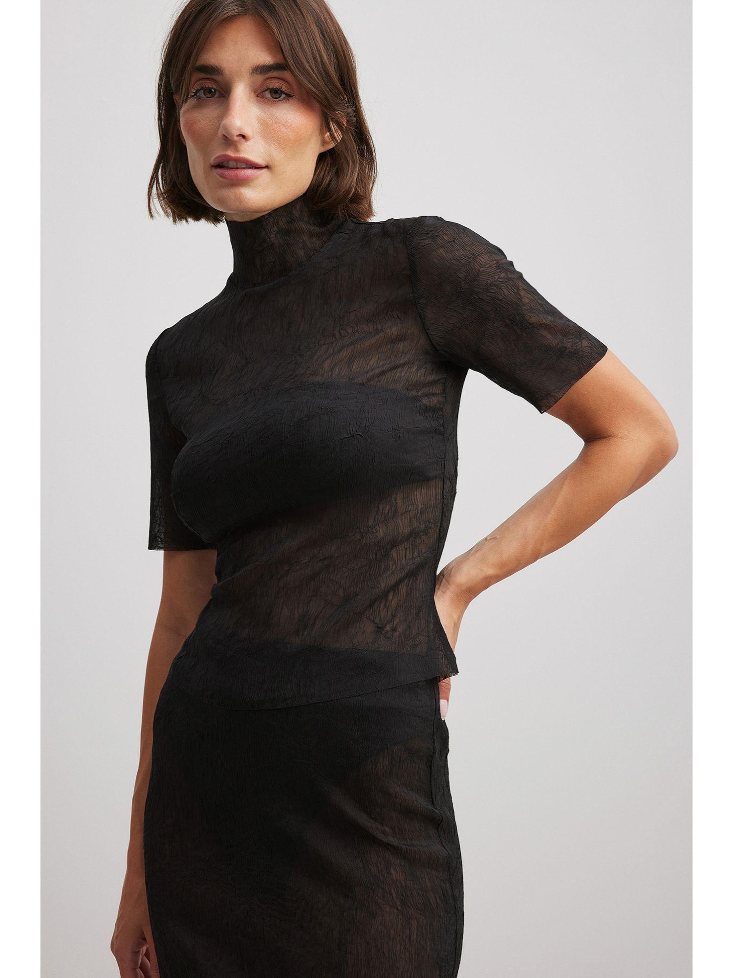 structured turtleneck top black