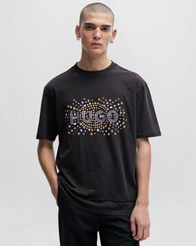 stud-effect artwork cotton-jersey t-shirt