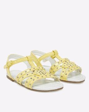 studded strappy sandals with buckle fastening